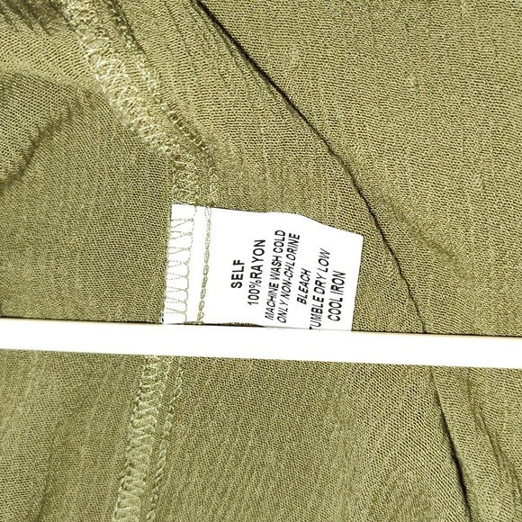 Papermoon Olive Green V Neck 3/4 Sleeve Flowy Top Blouse Size 2X Comfy Cotton - Picture 5 of 10